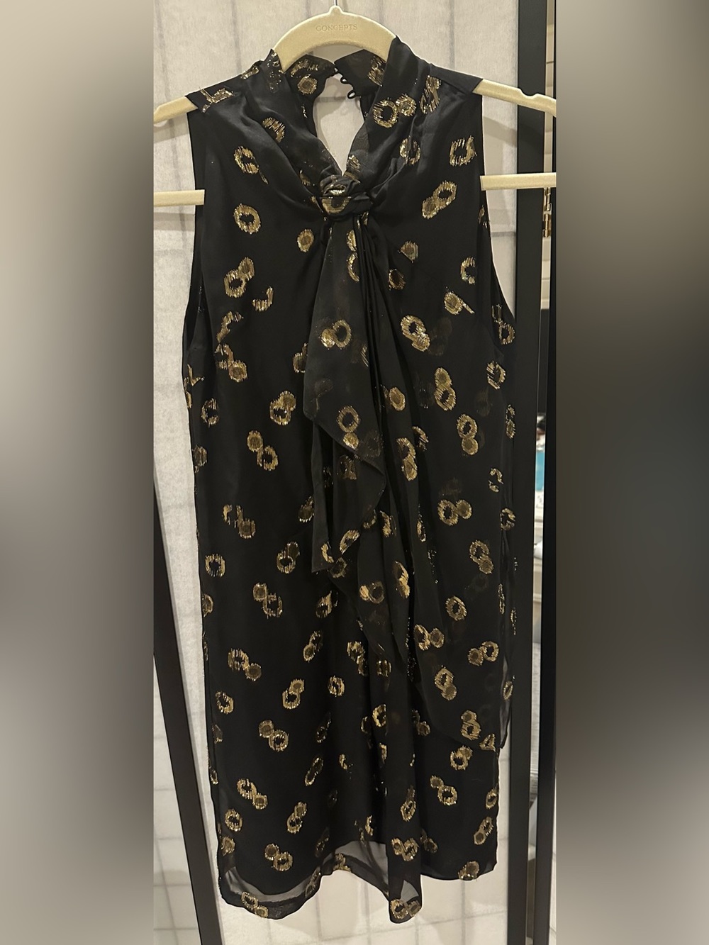 Diane von Furstenberg for Barneys New York Black Dress with Gold Accent Trim